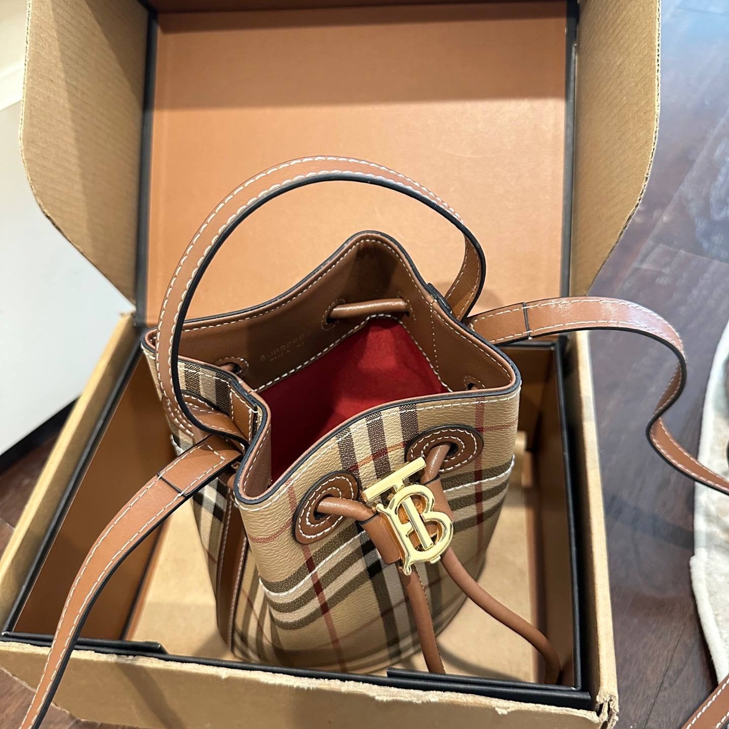 Burberry small TB leather bucket bag