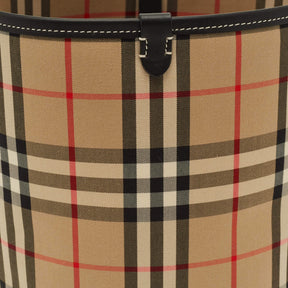 Burberry Ashby Archive Beige Check Fabric and Leather Bucket Bag