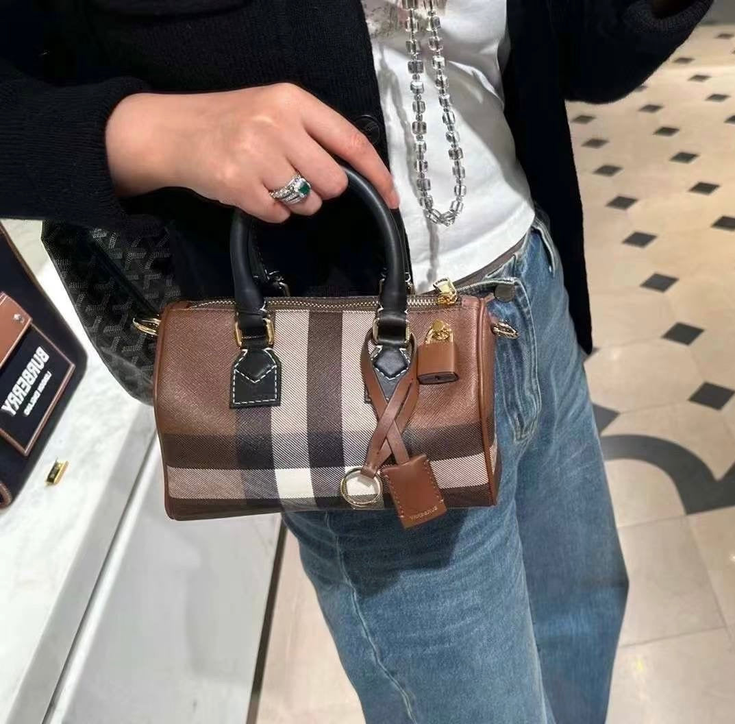 Burberry mini check padlock tote bag