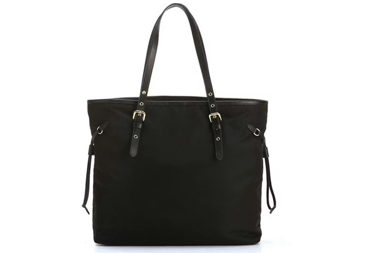 Prada Tessuto Nylon Saffiano Leather Black Top Zip Tote Bag