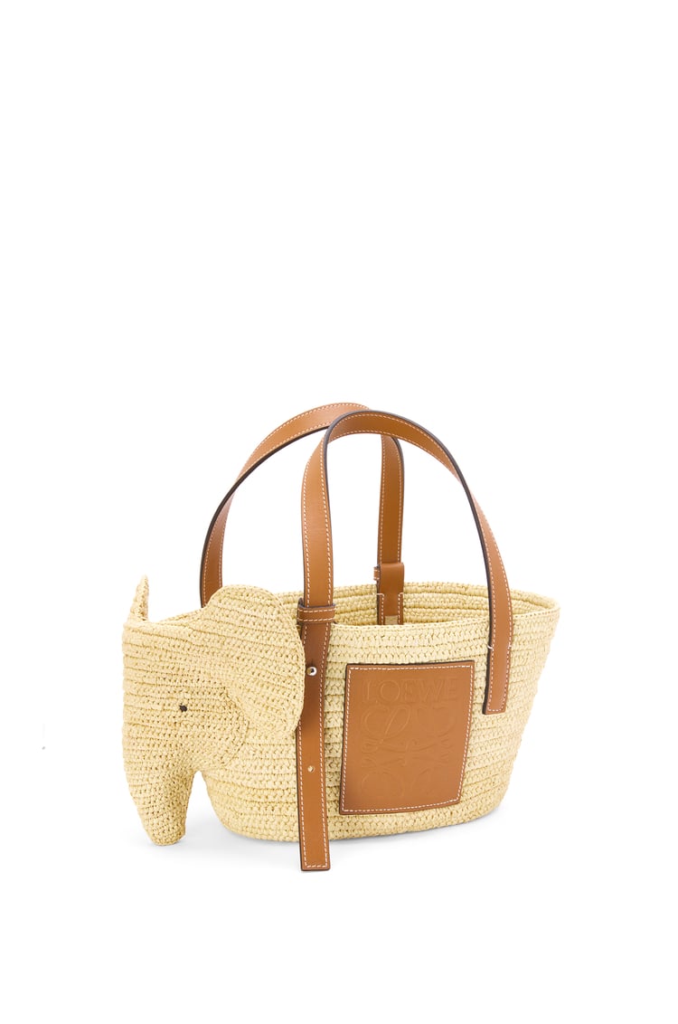 LOEWE Small Elephant Basket bag in raffia and calfskin