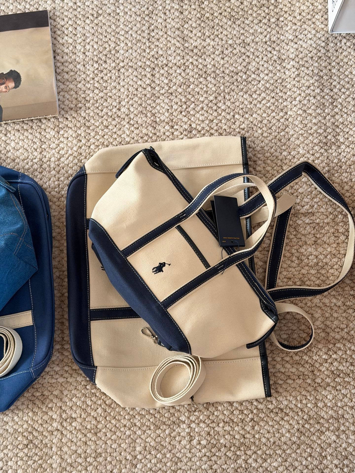 Ralph Lauren Cotton Canvas Mini Shopper Tote in Natural