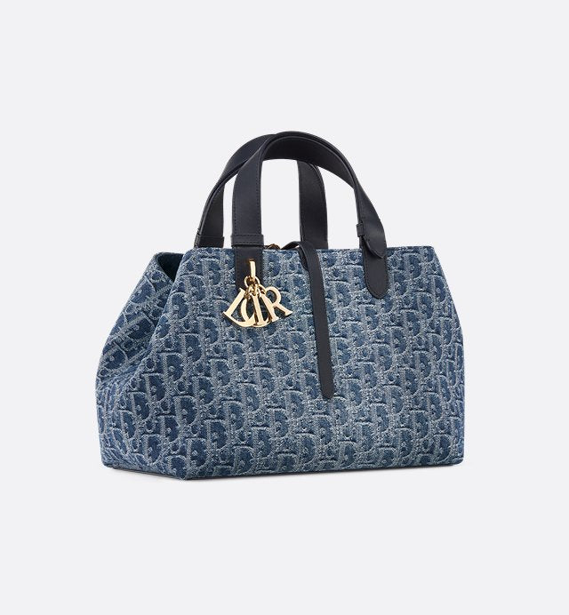 Medium Dior Oblique Jacquard Bag Blue Denim