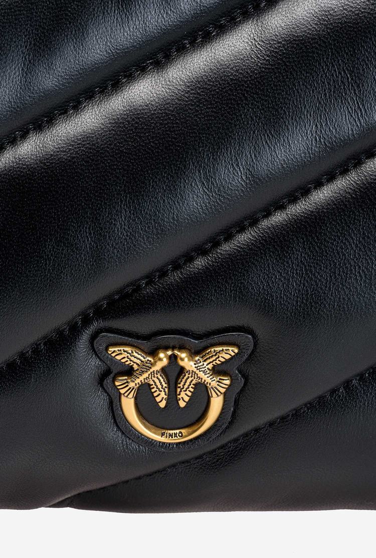 Original Pinko Medium Twins Bag Maxi Quilt Black-Antique Gold