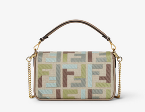 Fendi Baguette Mini Canvas bag with multicolour FF embroidery