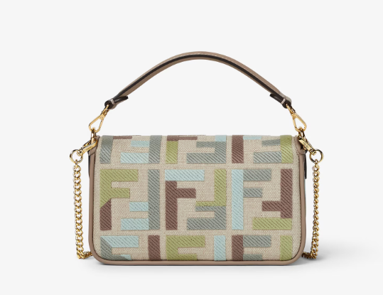 Fendi Baguette Mini Canvas bag with multicolour FF embroidery