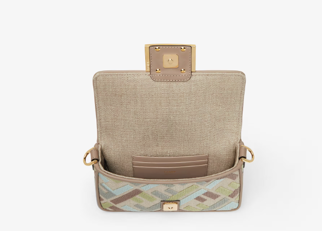 Fendi Baguette Mini Canvas bag with multicolour FF embroidery