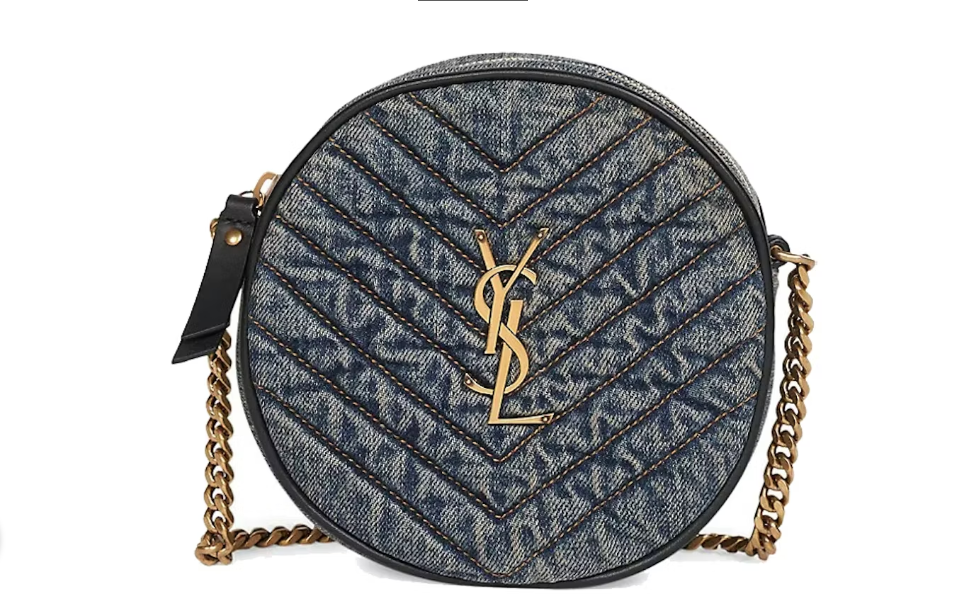 Saint Laurent Nile Round Mini Matelassé Denim Bag