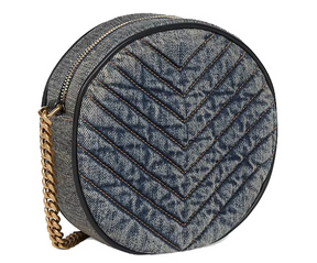 Saint Laurent Nile Round Mini Matelassé Denim Bag
