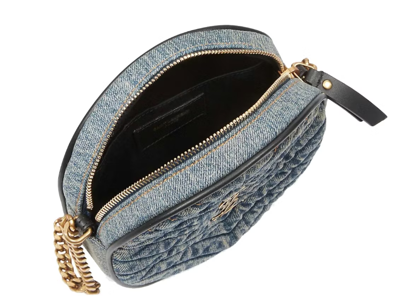 Saint Laurent Nile Round Mini Matelassé Denim Bag