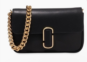 MARC JACOBS Calfskin The J Marc Shoulder Bag Black
