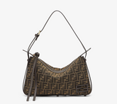 Simply Fendi Small Brown FF jacquard fabric bag