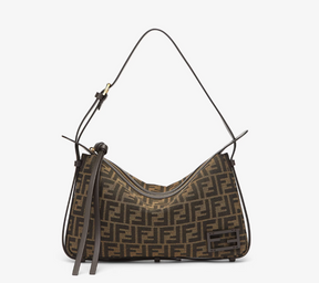 Simply Fendi Small Brown FF jacquard fabric bag