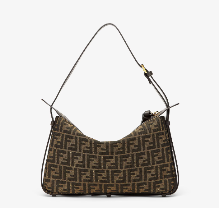 Simply Fendi Small Brown FF jacquard fabric bag