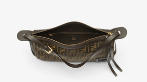 Simply Fendi Small Brown FF jacquard fabric bag