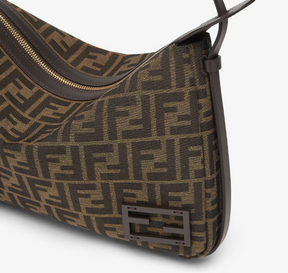 Simply Fendi Small Brown FF jacquard fabric bag