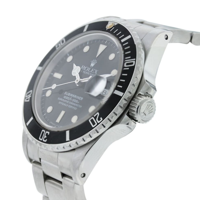 ROLEX OYSTER PERPETUAL SUBMARINER CERAMIC BEZEL WATCH BLACK WITH STAINLESS STEEL SILVER BELT