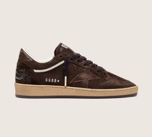 Golden Goose Women's Ball Star in brown suede with brown leather star and heel tab