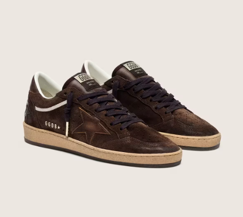 Golden Goose Women's Ball Star in brown suede with brown leather star and heel tab