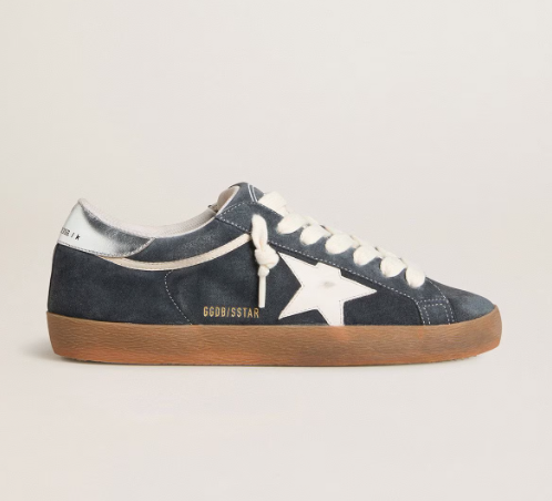 Men's Super-Star in gray suede with white leather star and silver leather heel tab