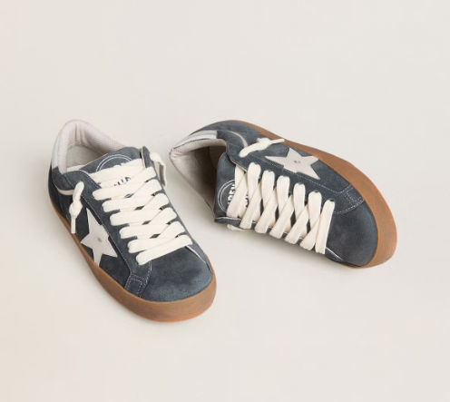 Men's Super-Star in gray suede with white leather star and silver leather heel tab