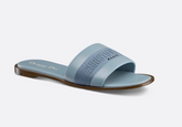 Slide Dway Calfskin and cotton embroidered in pastel blue