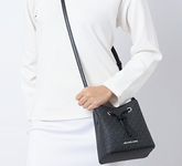 MICHAEL KORS SURI Small Logo Bucket Crossbody Black Signature Canvas