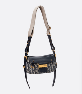 Dior Cotton Shoulder Bag Small Size Women's Blue