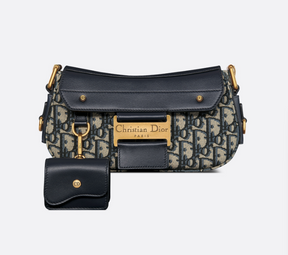 Dior Cotton Shoulder Bag Small Size Women's Blue