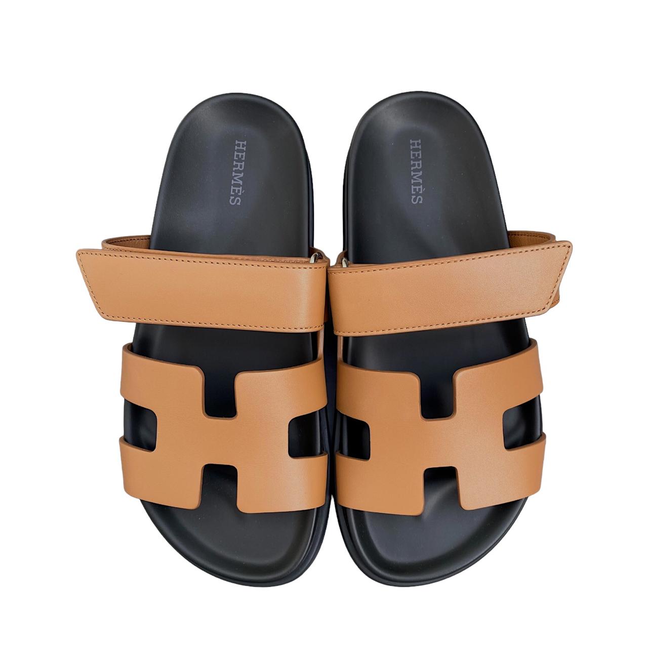 Hermes Chypre Camel Sandals Slides