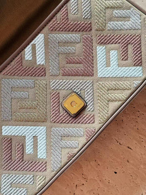 Fendi Baguette Medium Canvas bag with multicolour FF embroidery