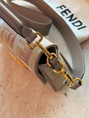 Fendi Baguette Medium Canvas bag with multicolour FF embroidery