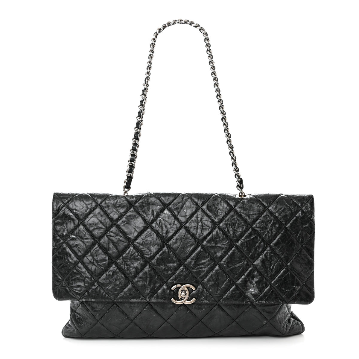 Chanel Metallic Crumpled Calfskin Big Bang Large Flap Bag Black