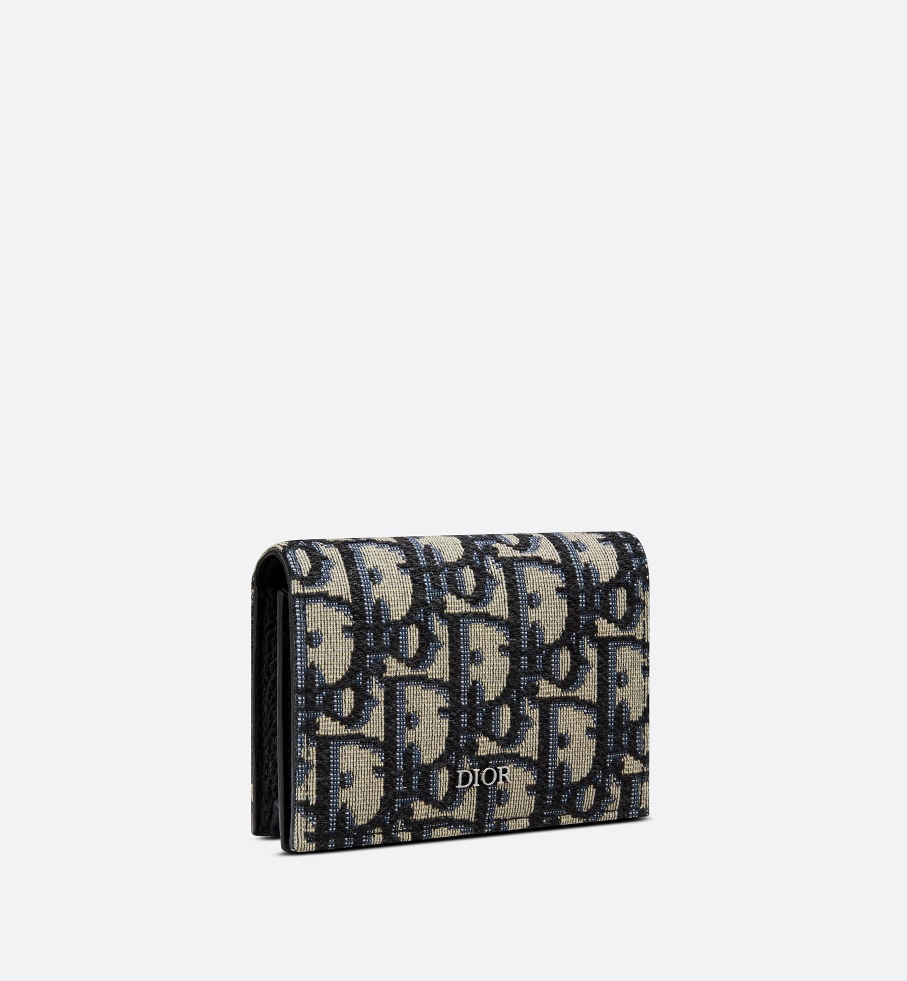 Mens Wallet Card Holder Beige And Black Dior Oblique Jacquard