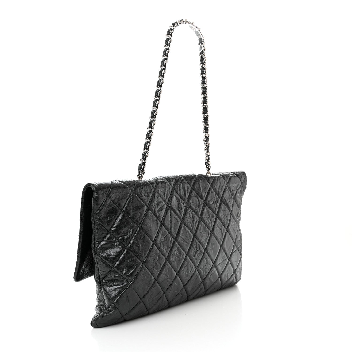 Chanel Metallic Crumpled Calfskin Big Bang Large Flap Bag Black