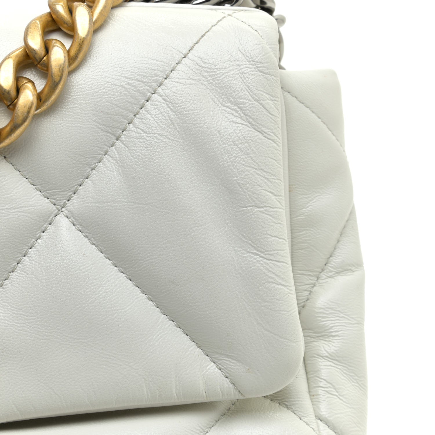 Chanel Lambskin Quilted Medium Chanel 19 Flap White Bag