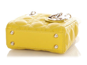 CHRISTIAN DIOR Lambskin Mini Lady Dior Yellow
