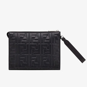 Fendi Flat Pouch In FF Motif Nappa Leather Black