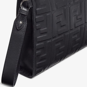 Fendi Flat Pouch In FF Motif Nappa Leather Black