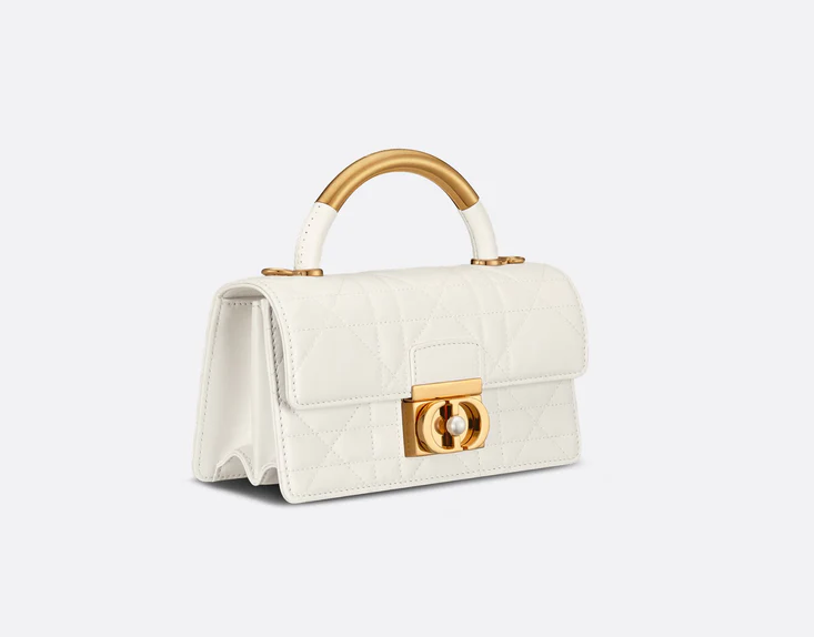 Dior Mini Ange Bag Latte Macrocannage Lambskin