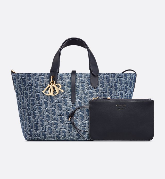 Medium Dior Oblique Jacquard Bag Blue Denim