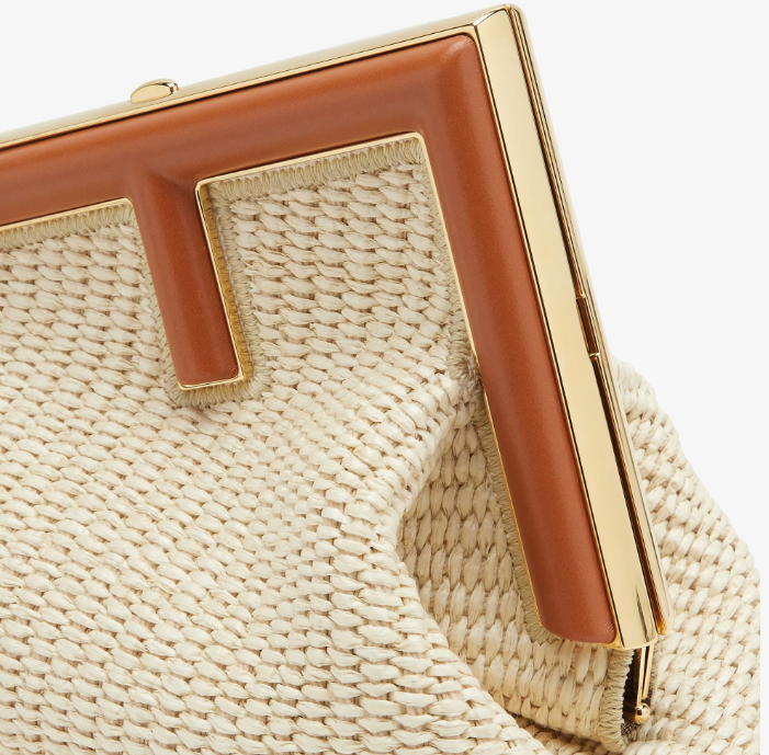 Fendi First Small Natural straw bag