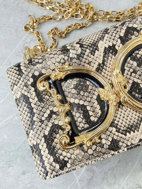 Dolce & Gabbana Girl's Snake-Embossed Chain Crossbody Bag