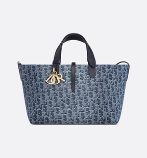 Medium Dior Oblique Jacquard Bag Blue Denim