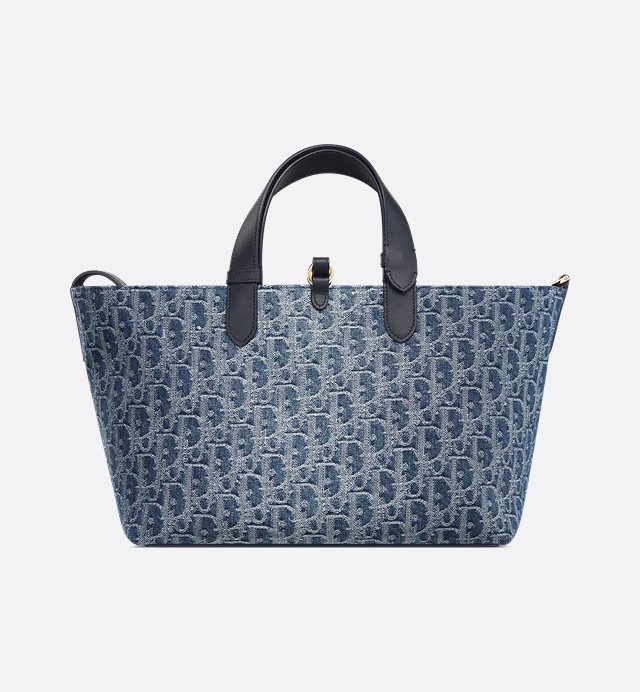 Medium Dior Oblique Jacquard Bag Blue Denim