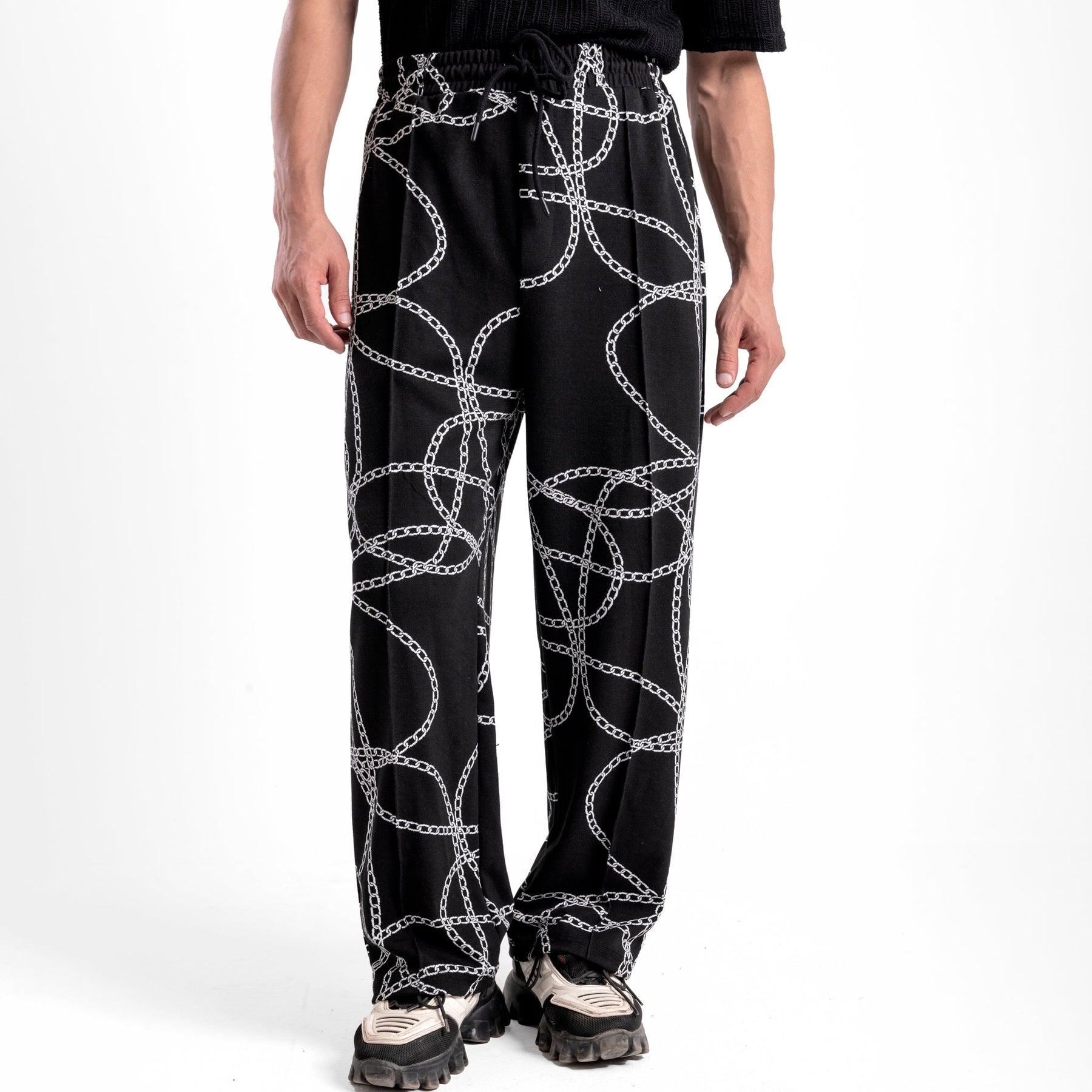 Men's Black Printed Trousers