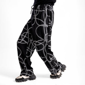 Men's Black Printed Trousers