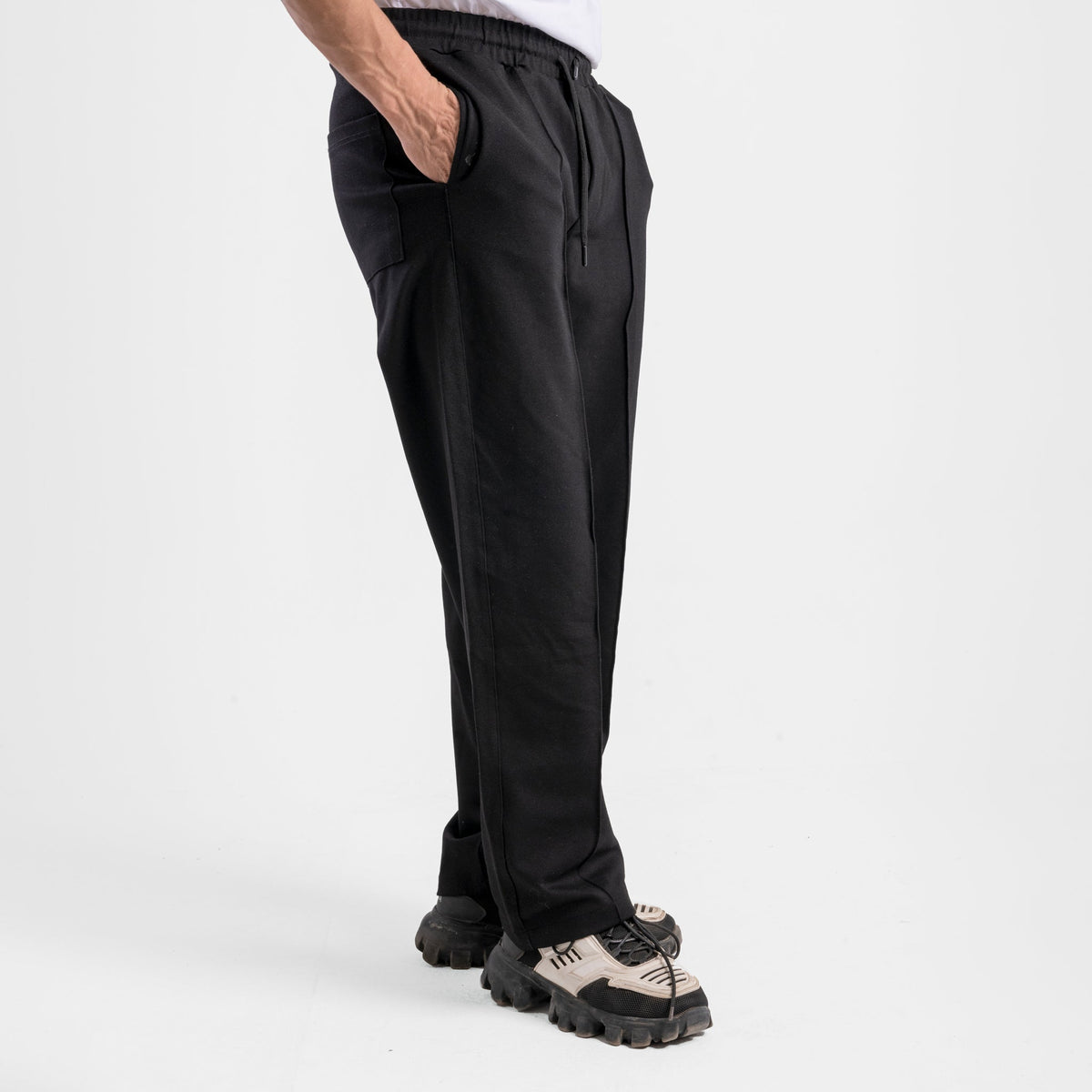 Men's Black Drawstring Trousers