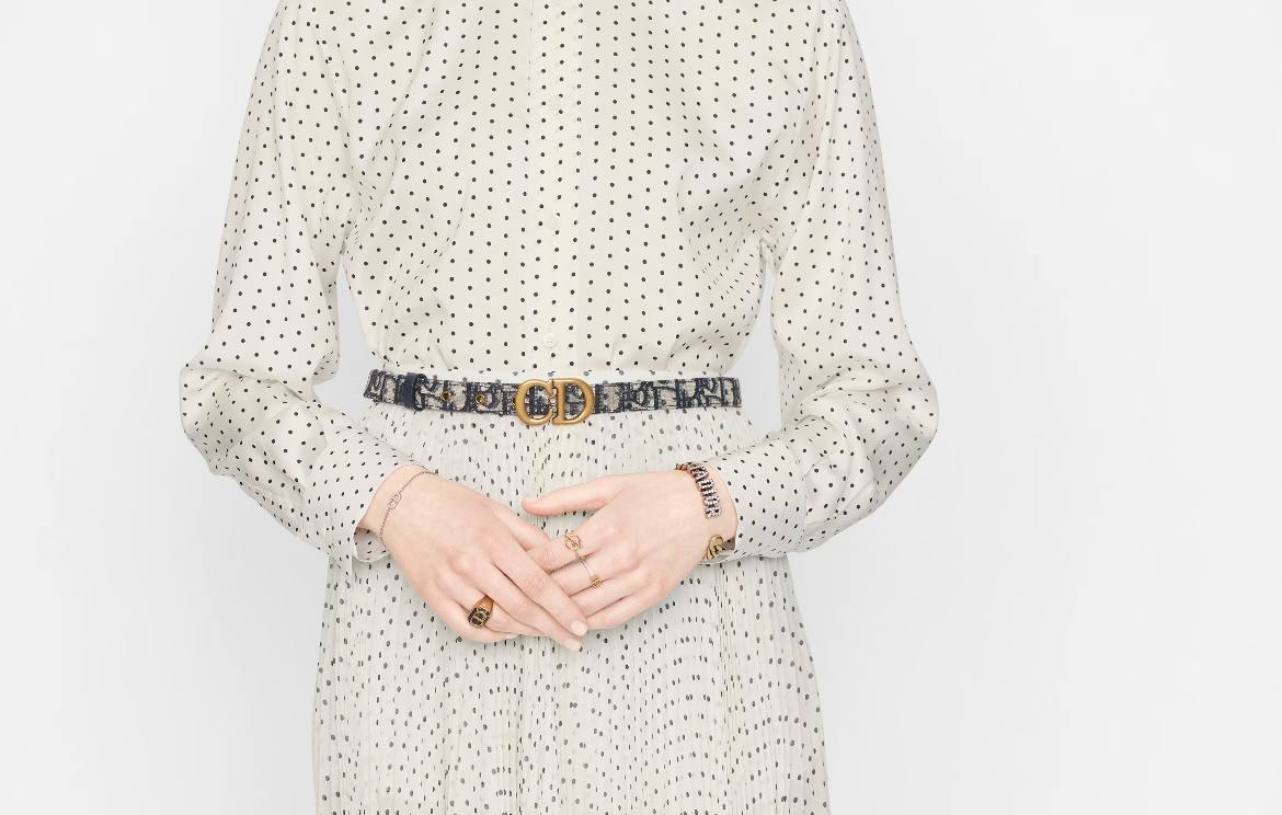 Dior Oblique Belt in grey nylon