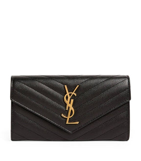 Saint Laurent Cassandre matelassé envelope leather wallet on chain